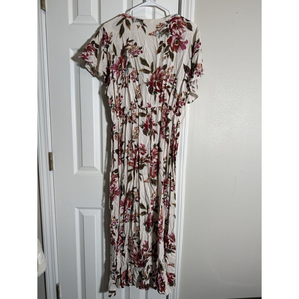 Xhilaration XXL Ivory Floral Maxi Dress Boho Cottagecore Short Sleeve - Picture 5 of 12